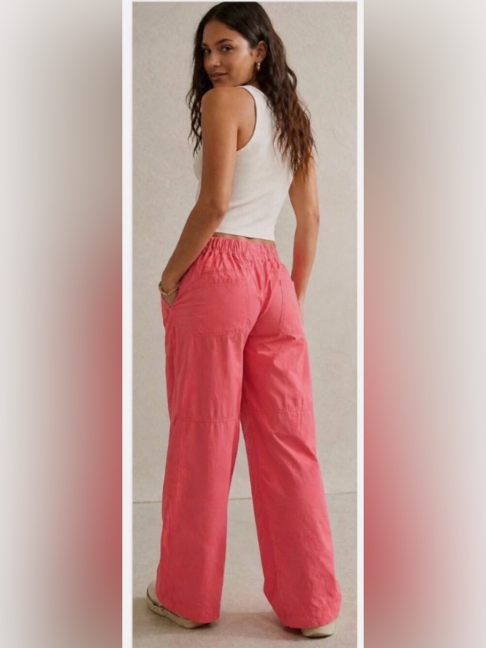 Free People Nylon Pants. NWT. Neon coral